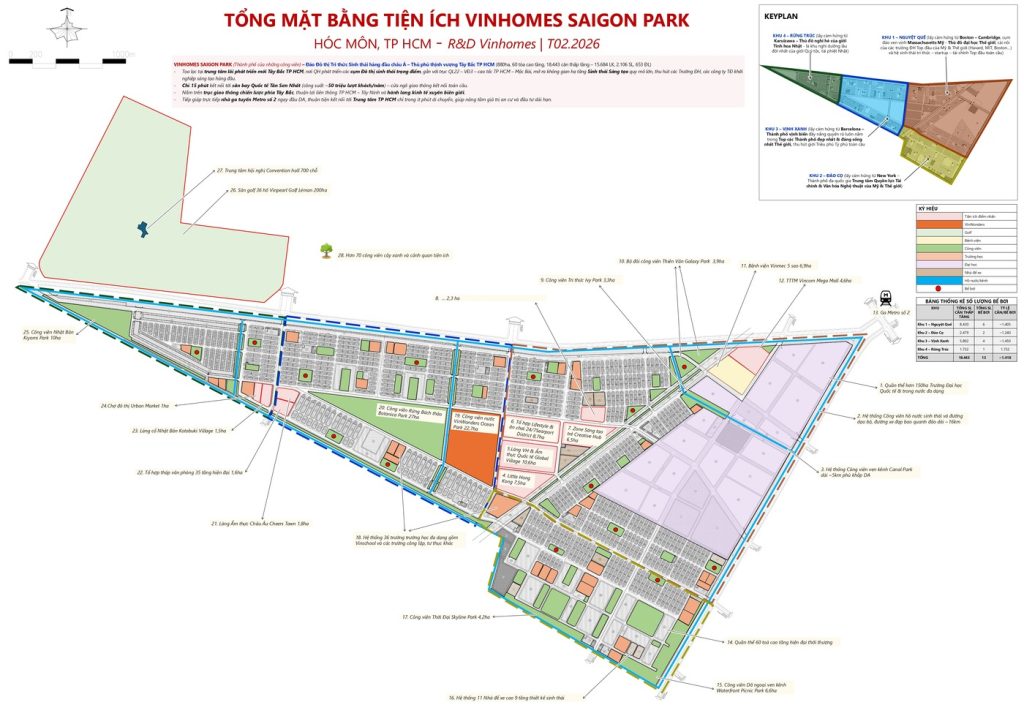 mặt bằng tiện ích vinhomes hóc môn