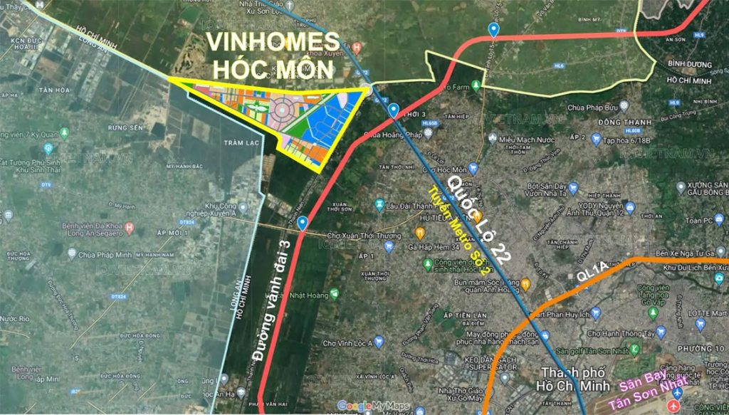 vị trí dự án Vinhomes Hóc Môn